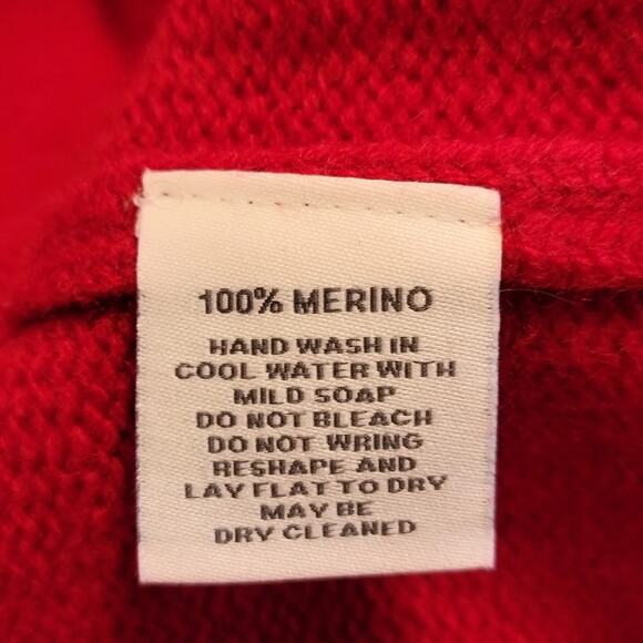 Alashan Wool Pearl Embellished Red Sweater Crew Neck Holiday Party Winter XL - Picture 13 of 15